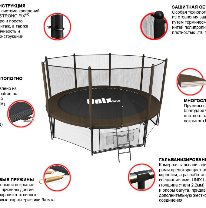 Батут UNIX Line Black&Brown 12 ft (outside)